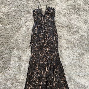 Black and cream blower evening gown